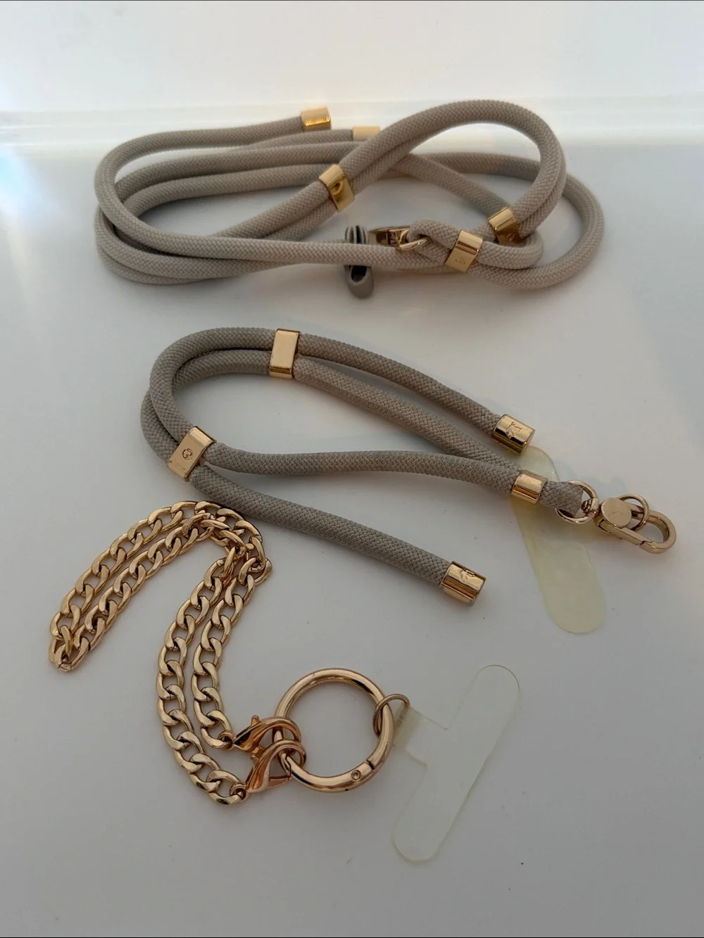 Phone Lanyard Bundle: Crossbody & Gold Chain Wrist Strap